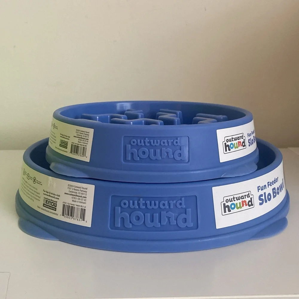 Outward Hound Fun Slow Feeder Dog Bowl 2 cup & 4 cup Blue PVC BPA Lead Free 🐶💙🩷